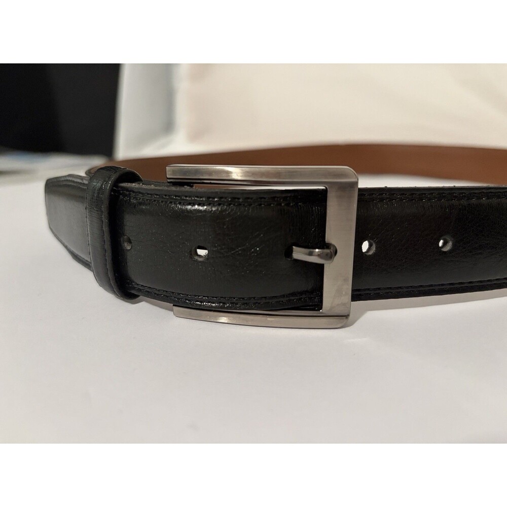 Bosca Black Leather Belt Mens Size 38 Large L Dress Casual Silver Buckle Canada